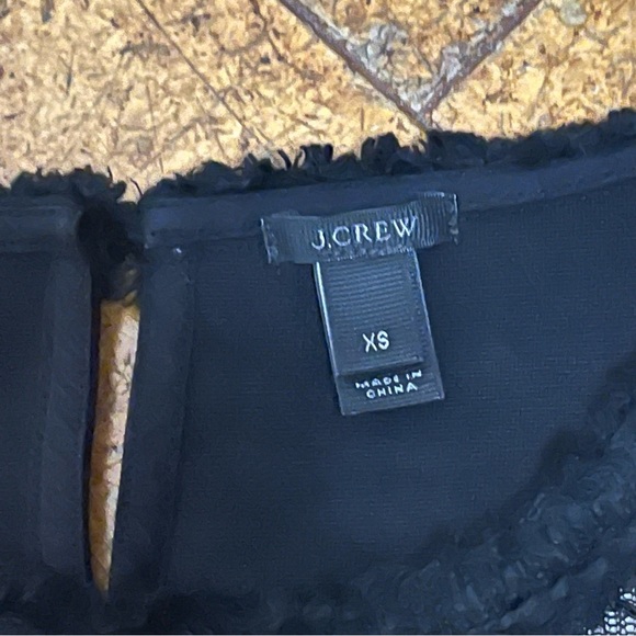 J Crew Top sz XS Black Lace Over Cream Inlay Sleeveless - Picture 9 of 13